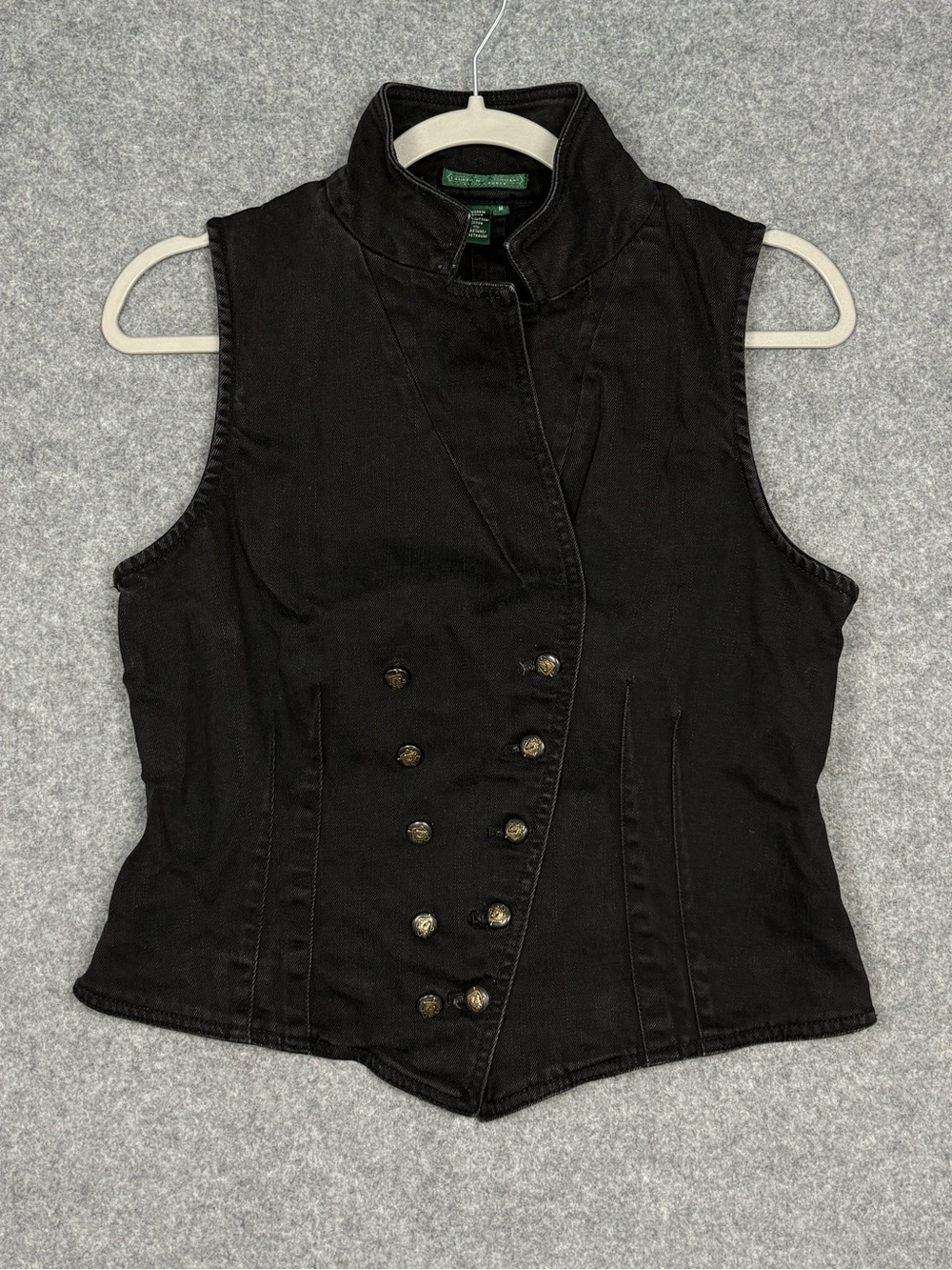 Lauren Ralph Lauren Black Equestrian Denim Vest M